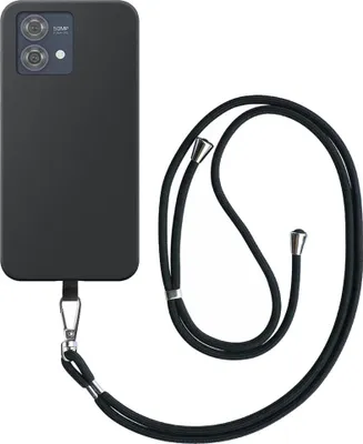 Produktbild von Geeignet für Motorola Moto G Stylus 5G 2023 Phone Case mit abnehmbarem schwarzem Lanyard - Flexible Back Cover Case Silikon TPU mit schwarzem Lanyard - Schwarz - Smartphonics