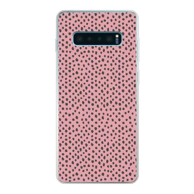 Produktbild von MuchoWow® Handyhülle Schutzhülle Hülle für Samsung Galaxy S10 Plus Polka dots - Rosa - Schwarz Silikon Softcase Handy Hülle - Schutzhülle