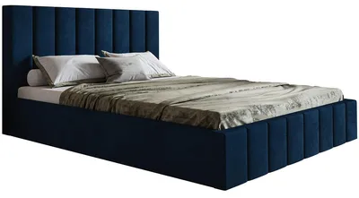 Produktbild von Polsterbett 140x200 Moris - Schlafzimmer, Bettkasten, Metall-Lattenrost - Modern Doppelbett, Blau