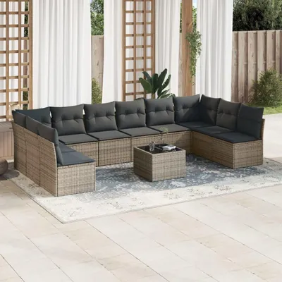 Produktbild von Loungeset – Loungemöbel – Gartenset – Gartenmöbel – Grau – Mit Tisch – Wetterbeständiges PE-Rattan