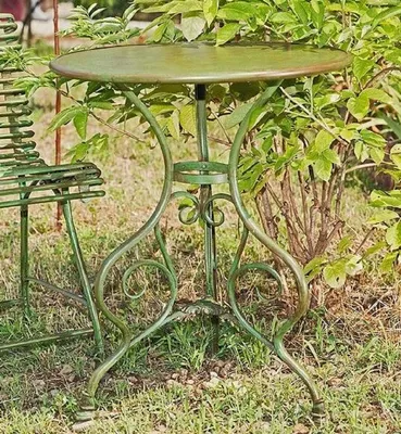 Produktbild von Casa Padrino Jugendstil Gartentisch Antik Grün Ø 80 x H. 70 cm - Handgefertigter Schmiedeeisen Tisch - Nostalgische Schmiedeeisen Garten & Terrassen Möbel
