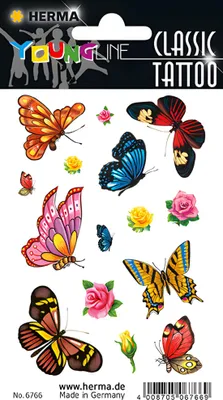 Produktbild von HERMA 6766 10x Tattoos Colour Art Schmetterlinge