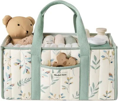 Productafbeelding van Luiertas organizer saliebladgroen, voor babykamer, opbergmand