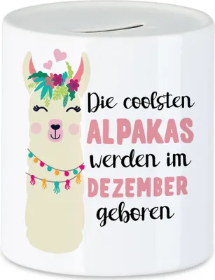 Produktbild von Die Coolsten Alpakas Werden im Dezember Geboren Spardose Wunschmonat Geschenkidee Geburtstag