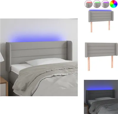 Produktbild von vidaXL LED Kopfteil Hellgrau 103x16x78/88 cm Stoff -  Kopf- & Fußenden