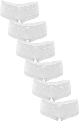 Produktbild von Fabio Farini - 6 Stück Damen Unterwäsche - Frauen Unterhosen Panty Slip mit floraler Spitze und Schleifchen