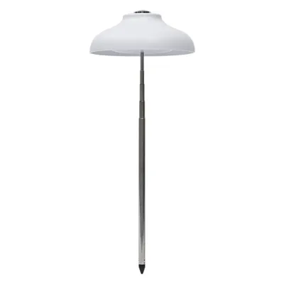 A white LED plant growing lamp with a silver telescopic stand, isolated on a white background.