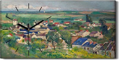 Produktbild von Leinwand Uhr Küche Wohnzimmer Bild Geräuschlos 60x30 Auvers Panorama Ansicht - schwarze Hände