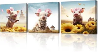 Zdjęcie produktu dla Panele ścienne z motywem zwierzęcym i kwiatowym – 3 sztuki – 30 x 30 cm – dekoracja w stylu zwierzęcym