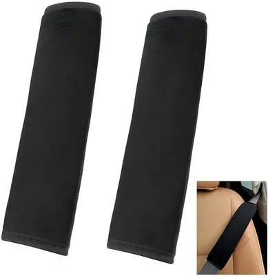 Produktbild von PolkaHome® Gurtpolster-Set fürs Auto - 2 Stück - Premium Schulterpolster und Komfort - Für Erwachsene und Kinder - Schwarz