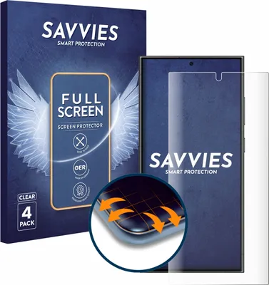 Produktbild von 4x Savvies Fullscreen Schutzfolie für Samsung Galaxy S24 Ultra Displayschutz Folie Fullcover Klar Transparent