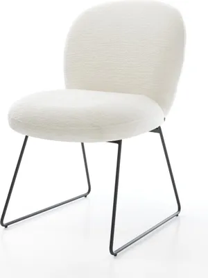 Immagine prodotto di DELIFE Sedia da pranzo Nube-Flex Bouclé Soft Beige Base a slitta Nero Nucleo a molle tascabili