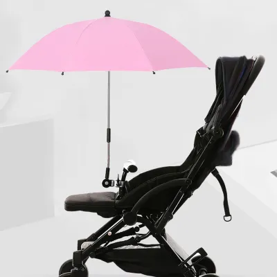Immagine prodotto di Ombrellino parasole per neonati con clip, protezione solare, ombrellino protettivo, passeggino universale con morsetto regolabile a 360 gradi per passeggini, tricicli, rosa