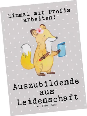 Produktbild von Mr. & Mrs. Panda Postkarte Auszubildende Leidenschaft - Grau Pastell - Geschenk, Postkarten, Abschlussprüfung, Ansichtskarten, Grußkarte, Ansichtskarte, bildkarte, Lustig