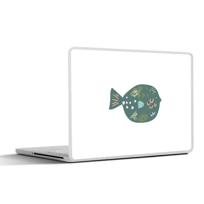 Produktbild von MuchoWow® Laptop Aufkleber Sticker Cover Fisch - Grün - Pastell 30x22 cm - Laptop-Sticker