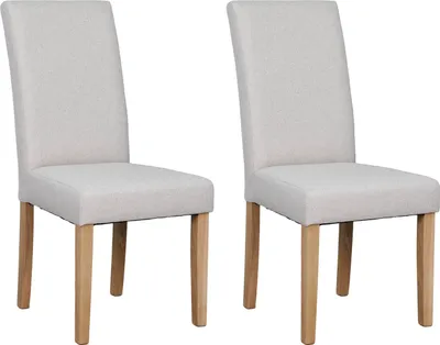Produktbild von byLIVING Esszimmerstuhl 2er Set ELIAS / Webstoff taupe / Gestell Massivholz Rubberwood natur / B 47, H 99,5, T 60 cm