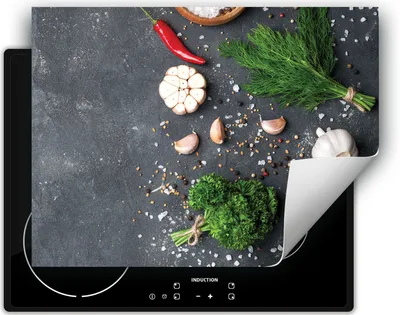Produktbild von DarHaus Herdabdeckplatte 70x52 cm Anti Rutsch Matte Aufrollbar, schiefer - Knoblauch