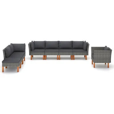 Produktbild von "WINTER SALE" 8-tlg. Garten-Lounge-Set - elegantes Design - Sitzgruppe/Gartengarnitur - Poly Rattan und Eukalyptusholz Grau - Terassenmöbel NeuMöbel546322