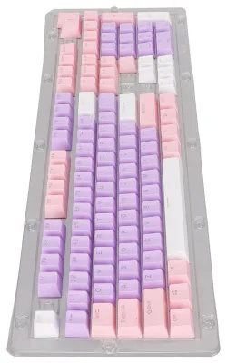 Obrázek produktu pro Klávesové kryty pro mechanickou klávesnici s rozložením Arc, 107 kláves, tříbarevné průsvitné znaky, růžová, fialová, bílá