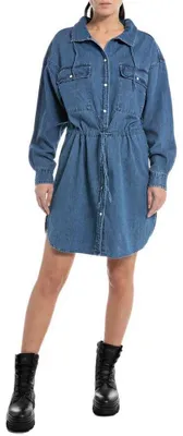 Produktbild von Replay Damen Jeanskleid Langarm Kurz, Medium Blue 009 (Blau), S