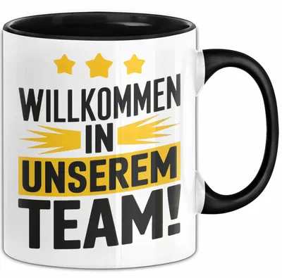 Produktbild von Office Arbeitskollege Tasse Geschenk Lustige Geschenkidee Spruch Willkommen In Unserem Team (Schwarz)