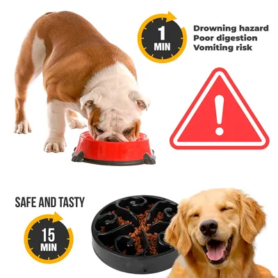 Productafbeelding van Edipets anti-slikbak voor honden, voor langzame voeding, interactieve bak, geschikt voor middelgrote en grote huisdieren, zwart
