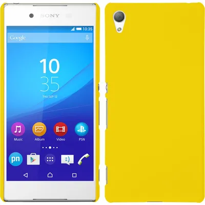 Produktbild von PhoneNatic Case kompatibel mit Sony Xperia Z3+ / Plus - Hülle gelb gummiert Hard-case + 2 Schutzfolien