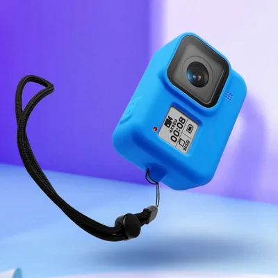 Immagine prodotto di Custodia protettiva in silicone per videocamera GoPro Hero8 con cordino Custodia a conchiglia antipolvere blu