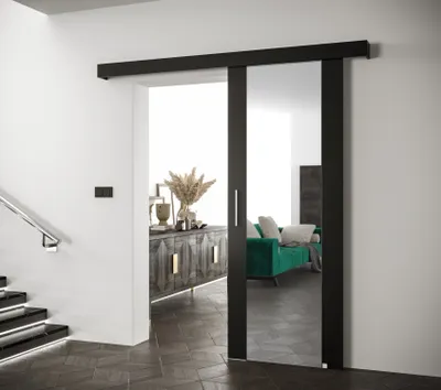 Produktbild von Schiebetür mit silbernem Griff SALOME 2 - 80 cm, schwarz