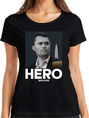 Obrázok produktu pre Dámske tričko Charlie Kirk Hero Rest in Peace Republican Advisor President, čierne, L