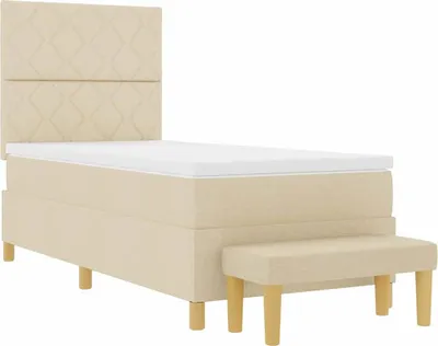 Productafbeelding van vidaXL Boxspringbed met matras en hoofdbord, crème, 90 x 190 cm, stof