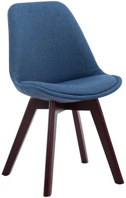 Produktbild von CLP Esszimmerstuhl Borneo Stoff mit Polsterung blau Gestell Farbe walnuss
