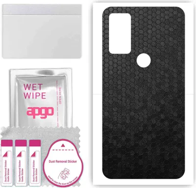 Produktbild von apgo Rückseite Schutzfolie, Skin, kompatibel mit Motorola Moto G Play Gen 2, Hinten Displayschutzfolie aus Vinylfolie, kratzfest, einfache Montage - Schwarze Honigwabe