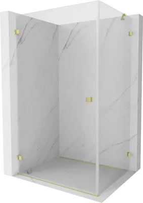 Image de Mexen Lunar-B cabine de douche pivotante gauche 90 x 80 cm, transparente, or brossé - 832-090-080-55-00-L