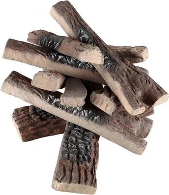 Produktbild von Famanu Dekorative Keramikholzblöcke - Set von 10 Stück, rustikale Optik