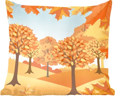 Produktbild von MuchoWow® Zierkissen Sofakissen Wohnzimmer Dekokissen 45x45 cm Eine Illustration von Herbstbäumen - Schlafpolster - Polster für das Sofa