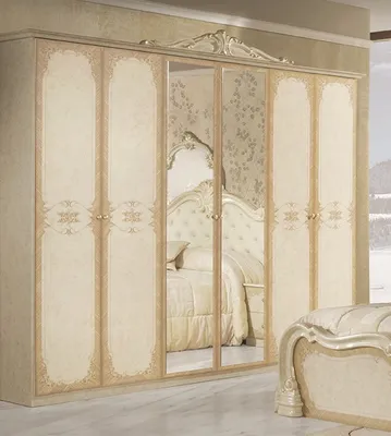 Produktbild von Barock Kleiderschrank Tolouse Kleiderschrank 6trg. in Beige / Gold