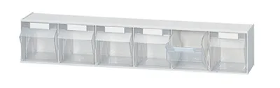 Zdjęcie produktu dla Przezroczysty magazynek Lockweiler wys. 113 x szer. 600 x gł. 91 mm biały - 1500613