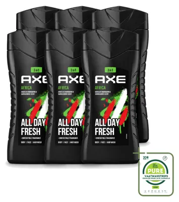 Image de 6 x Gel douche 3-en-1 Axe Africa - Mandarine et bois de santal - 250 ml - Lot de 6