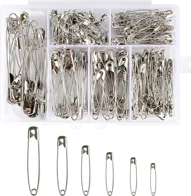 Produktbild von Sicherheitsnadeln 250 Stück, 6 Größen, silber, für Kleidung
