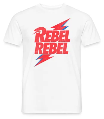 Produktbild von Spreadshirt David Bowie Rebel Rebel Mit Blitz Männer T-Shirt, L, Weiß