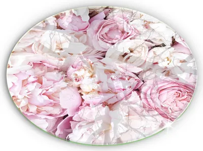 Produktbild von Glasplatte für Grabkerzen Gummifüße Glas Motiv - 40 cm - Pfingstrosenstrauß