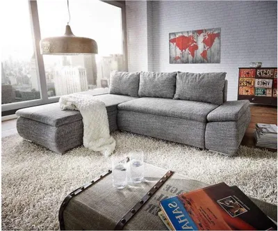 Produktbild von Schlafsofa Design Ecksofa Schlafsofa Bettfunktion Couch Polster Textil Sofas Neu