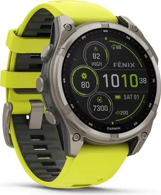 Produktbild von Garmin Fenix 8 Multisportuhr, 47mm, Sapphire Solar Edition, yellow/grey