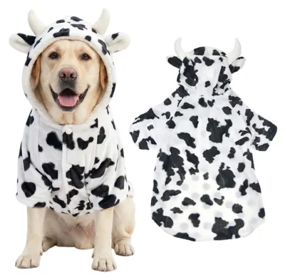 Obrázek produktu pro Kostým "Halloweenská kráva" pro velké psy, zimní fleecová bunda pro psy, kabát, zábavný