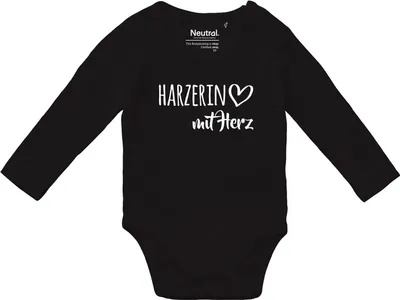 Produktbild von Huuraa Baby Body Harzerin mit Herz 74 Black  Baumwolle Fairtrade Langarmbody Geschenkidee