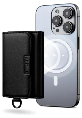 Produktbild von Magnetisches Kartenetui für bis zu 8 Kreditkarten, Leder Kartenhalter für iPhone 12 bis 17, Schwarz
