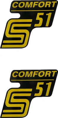 Produktbild von Schriftzug Aufkleber BestPrice S51 Comfort schwarz-gelb 2 Stück für Simson S51