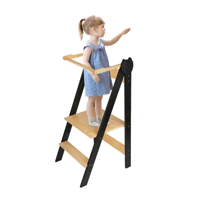 Produktbild von Lernturm für Kinder,Learning Tower aus Holz,Montessori Entdeckerturm Stehhilfe Küchenhelfer Tritthocker für Küche/Arbeitsplatte 88x45x45cm