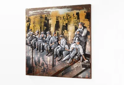 Produktbild von Kobolo fototapetaReplika acja ścienna metal obraz 3D - Nowy Jork robotnik budowlany - 90x90 cm